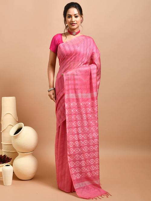 women striped handloom saree with blouse - 22014446 - Very Small Image - 1