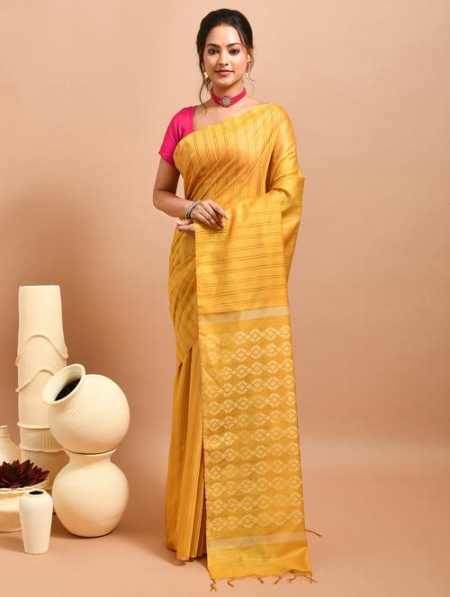 women striped handloom saree with blouse - 22014449 - Very Small Image - 1