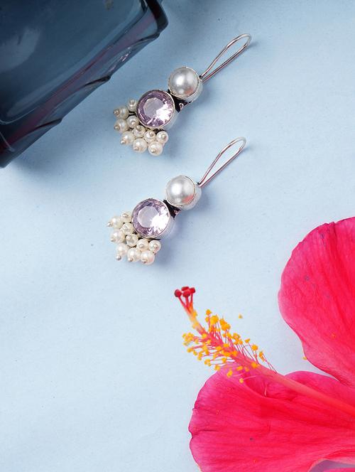drop earrings stone studded beaded - 22014452 - Very Small Image - 1