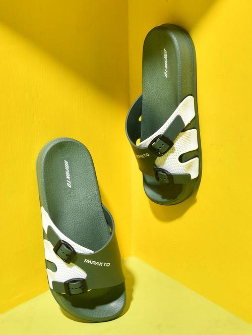 men olive slip on slider - 22016033 - Very Small Image - 1