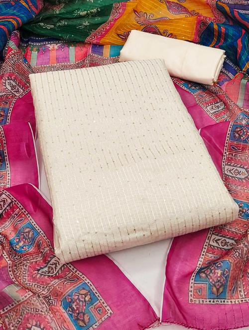 women solid with work embroidered unstitched suit set - 22016422 - Very Small Image - 1