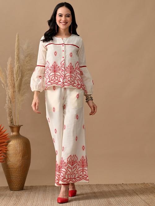women embroidered shirt and trouser co-ord set - 22017593 - Very Small Image - 1