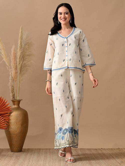 women embroidered top and trouser co-ord set - 22017595 - Very Small Image - 1