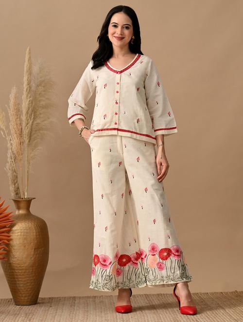 women embroidered top and trouser co-ord set - 22017596 - Very Small Image - 1