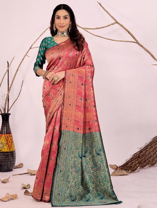 women self design banarasi saree with blouse - 22018959 - Very Small Image - 1