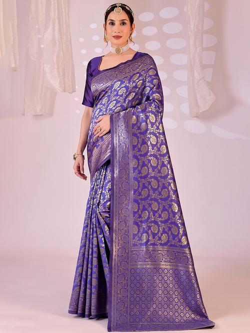 women self design banarasi saree with blouse - 22019129 - Very Small Image - 1