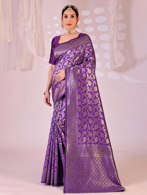 women self design banarasi saree with blouse - 22019131 - Very Small Image - 1