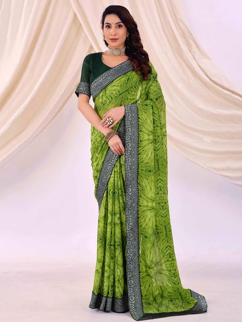 women printed bordered saree with blouse - 22019252 - Very Small Image - 1