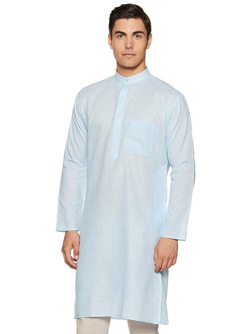 men solid mandarin neck long sleeve kurta - 22020086 - Very Small Image - 1