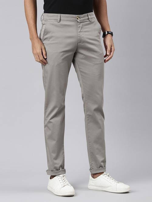 men solid mid rise flat front casual chinos - 22020166 - Very Small Image - 1
