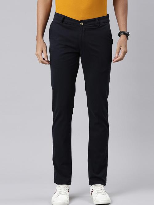 men solid mid rise flat front casual chinos - 22020172 - Very Small Image - 1