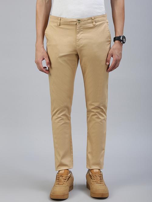 men solid mid rise flat front casual chinos - 22020177 - Very Small Image - 1