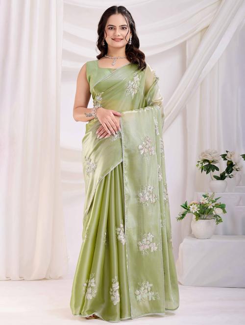 women floral embroidered saree with blouse - 22021307 - Very Small Image - 1