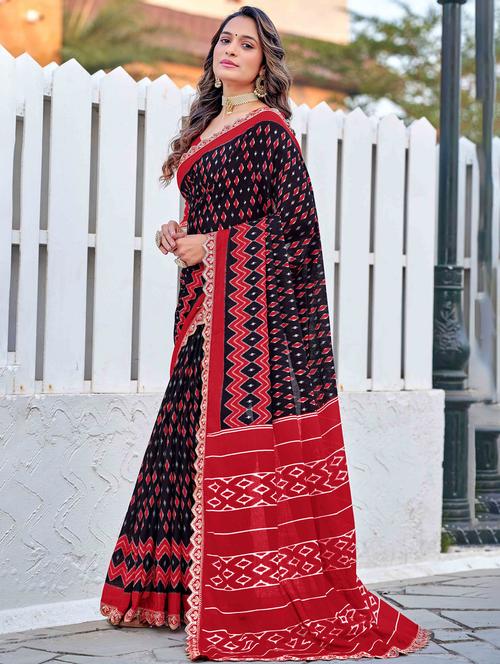 women printed casual wear saree with blouse - 22021367 - Very Small Image - 1