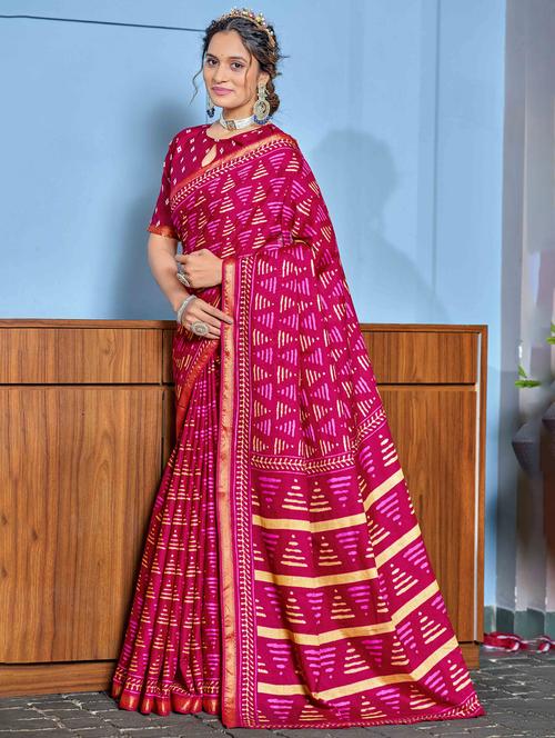 women printed casual wear saree with blouse - 22021412 - Very Small Image - 1