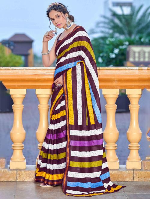 women printed casual wear saree with blouse - 22021418 - Very Small Image - 1