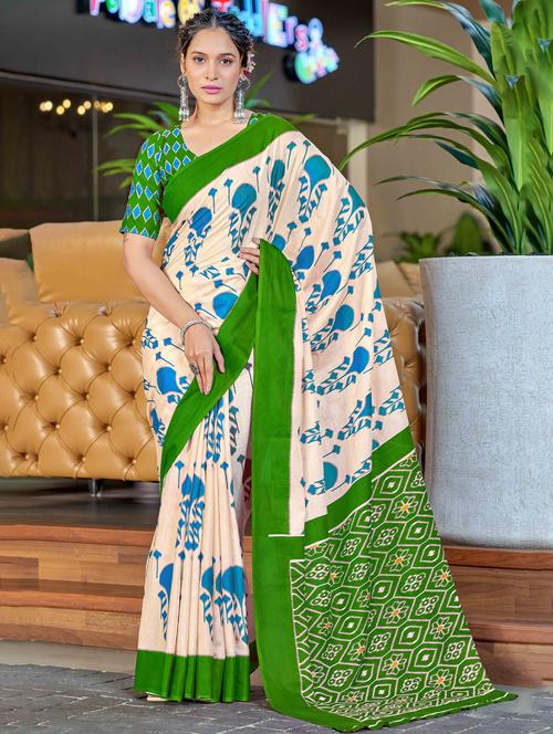 women printed casual wear saree with blouse - 22021430 - Very Small Image - 1