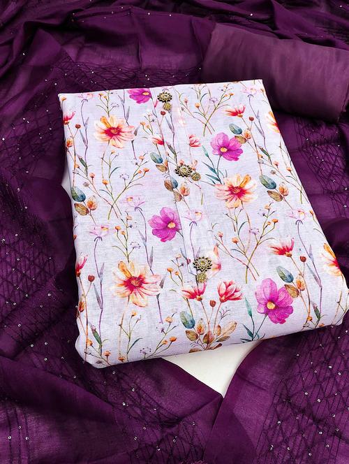 women floral printed unstitched suit set - 22021499 - Very Small Image - 1