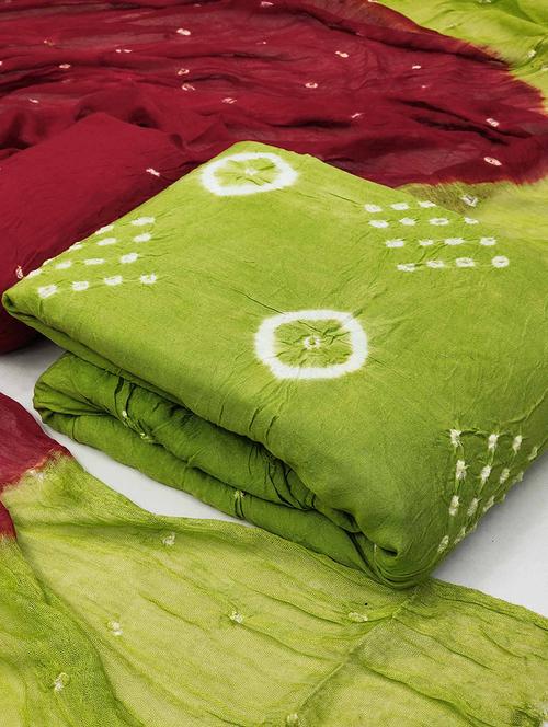 women bandhani printed unstitched suit set - 22021592 - Very Small Image - 1