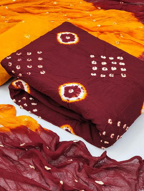 women bandhani printed unstitched suit set - 22021593 - Very Small Image - 1