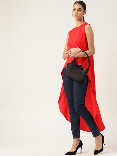 women red solid sleeveless high low top - 22028444 - Very Small Image - 1