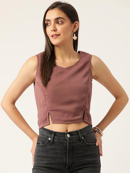 women solid sleeveless crop top - 22028525 - Very Small Image - 1