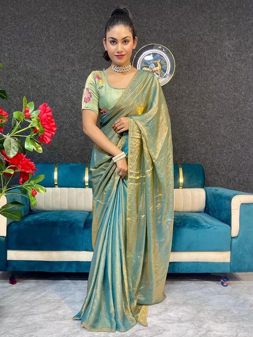 women solid plain saree with blouse - 22031048 - Very Small Image - 1