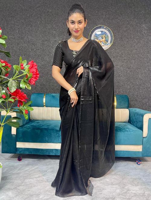 women solid plain saree with blouse - 22031051 - Very Small Image - 1