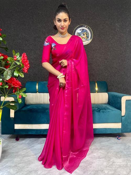 women solid plain saree with blouse - 22031052 - Very Small Image - 1
