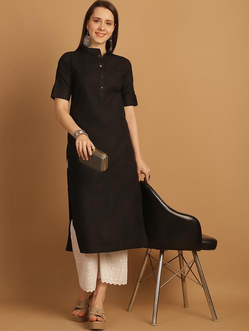 women self design roll up sleeve straight kurta - 22033477 - Very Small Image - 1