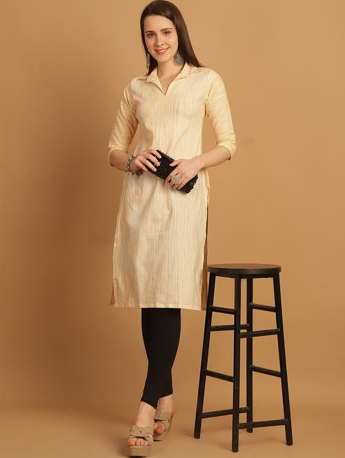 women self design three quarter sleeve straight kurta - 22033486 - Very Small Image - 1