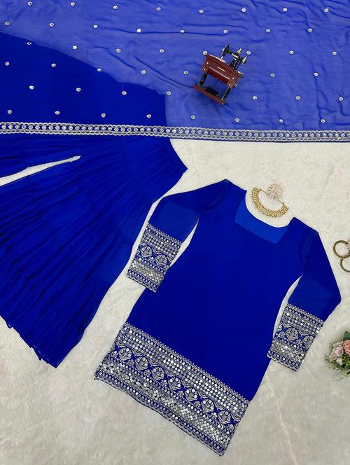 women embellished kurta sharara with dupatta set - 22035140 - Very Small Image - 1