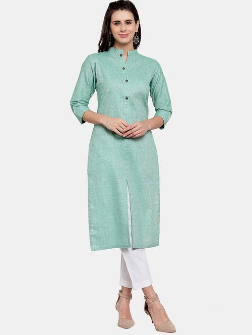 women solid roll up sleeve straight kurta - 22035153 - Very Small Image - 1