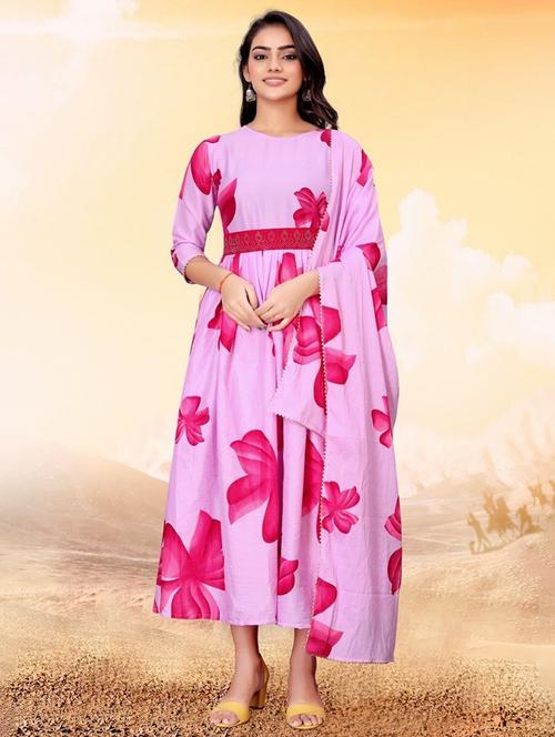 women floral printed long sleeve kurta dupatta set - 22036758 - Very Small Image - 1