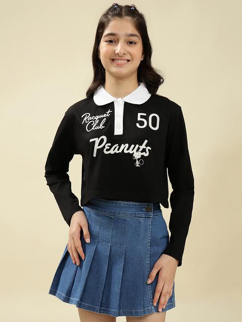 girls printed long sleeve crop top - 22036936 - Very Small Image - 1
