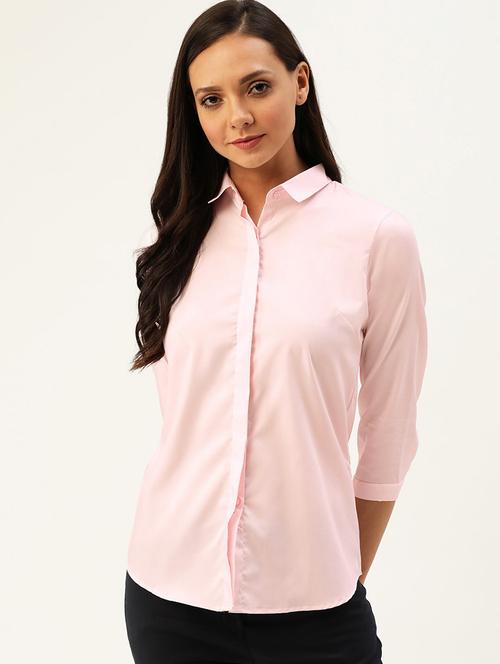 women solid collared three quarter sleeve shirt - 22038486 - Very Small Image - 1