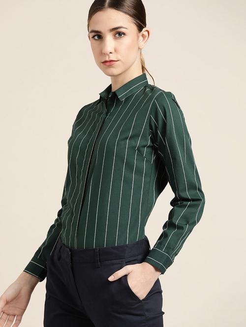 women striped collared long sleeve shirt - 22038490 - Very Small Image - 1