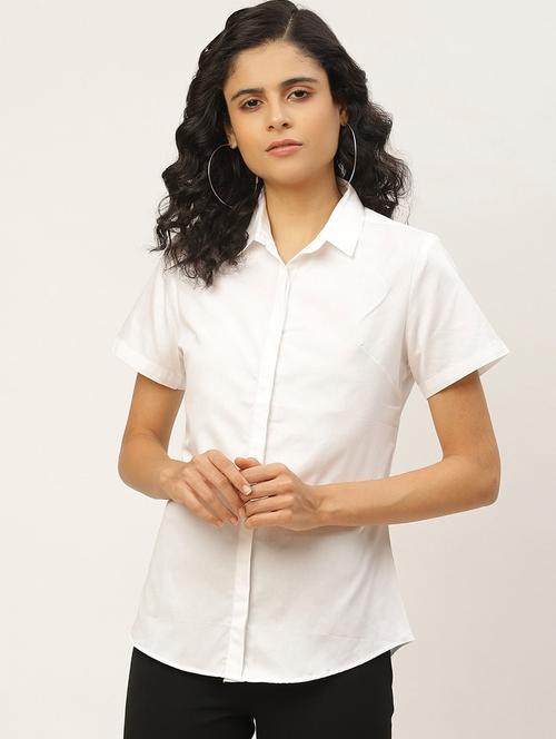 women solid collared short sleeve shirt - 22038520 - Very Small Image - 1