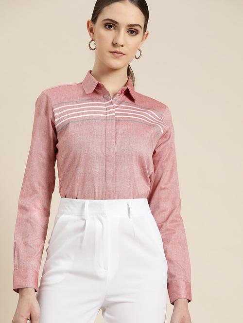 women striped collared long sleeve shirt - 22038588 - Very Small Image - 1
