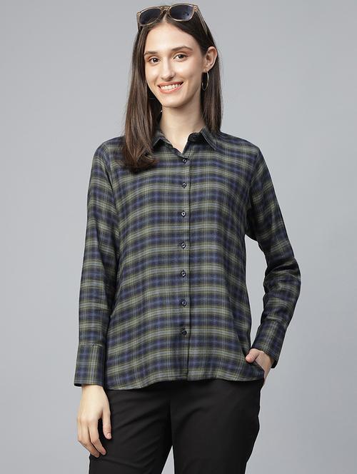 women checkered collared long sleeve shirt - 22038873 - Very Small Image - 1