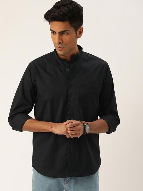 men solid collared long sleeve regular fit shirt - 22038902 - Very Small Image - 1