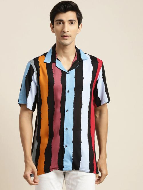 men printed cuban collared short sleeve loose fit shirt - 22038922 - Very Small Image - 1