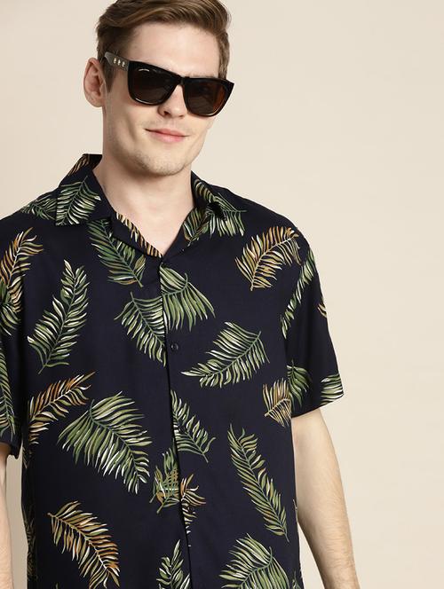 men printed cuban collared short sleeve loose fit shirt - 22038934 - Very Small Image - 1