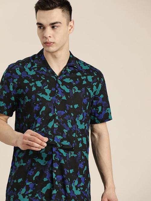 men printed cuban collared short sleeve shirt - 22038976 - Very Small Image - 1