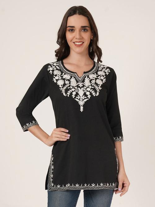 women embroidered three quarter sleeve kurti - 22040481 - Very Small Image - 1