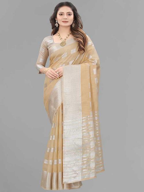 women self design chanderi saree with blouse - 22041538 - Very Small Image - 1