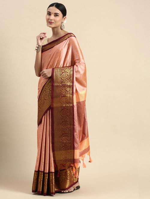 women self design bordered saree with blouse - 22041557 - Very Small Image - 1