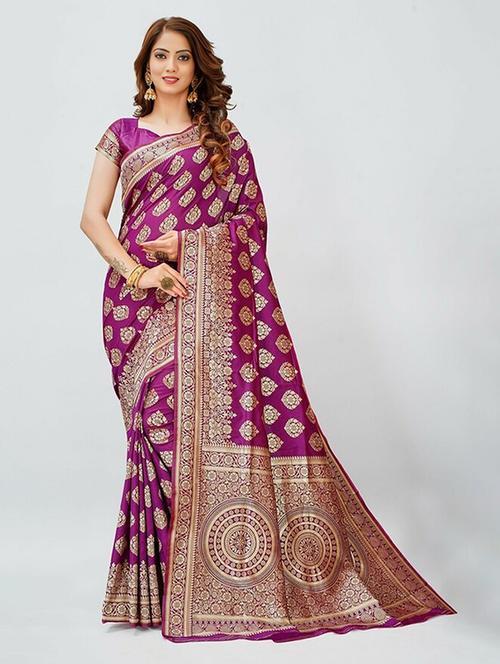women self design banarasi saree with blouse - 22041683 - Very Small Image - 1