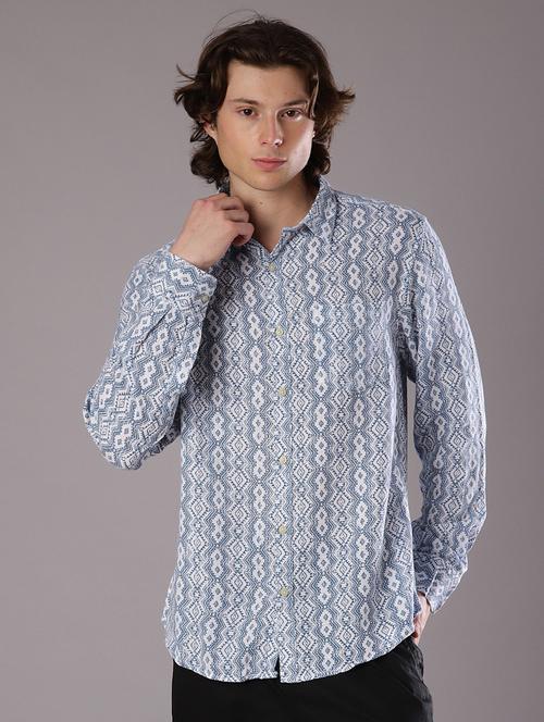 men printed collared long sleeve regular fit shirt - 22042402 - Very Small Image - 1
