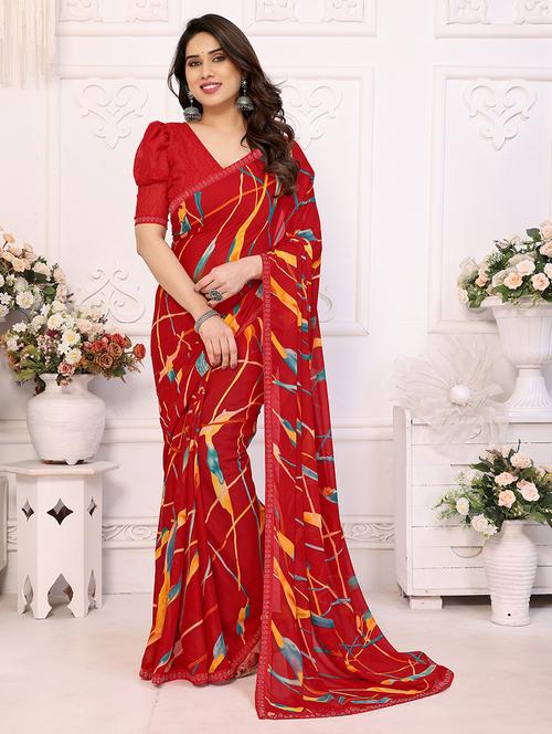 women printed casual wear saree with blouse - 22050290 - Very Small Image - 1